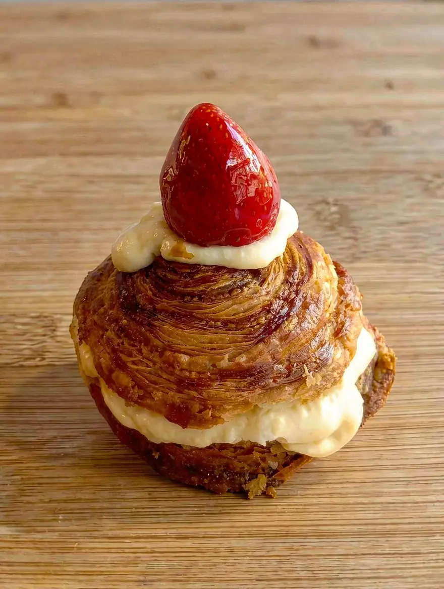 croissant bicolor crema y fresa